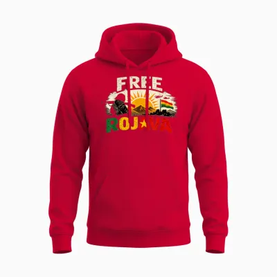 Free Rojava Kurdistan Unisex Hoodie - Red