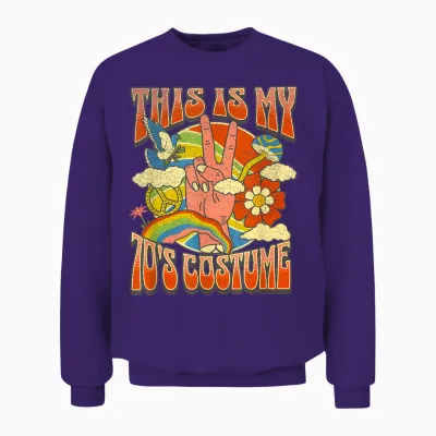 This Is My 70s Costume 70 Styles Groovy 70's Halloween 70s Unisex Sweatshirt - Purple