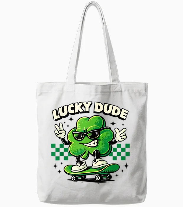 Lucky Dude Trèfle Patineur Trèfle St Patrick Tote Bags in White