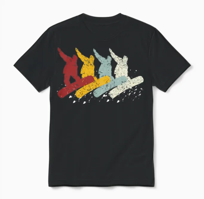 Vintage Snowboarding Retro Snowboard Unisex T-Shirt - Black