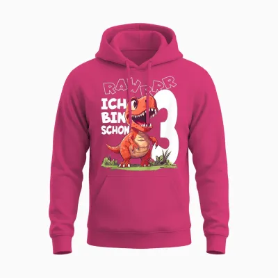 Kinder Ich Bin Schon 3 Jahre Alt, T-Rex 3. Geburtstag Dino Unisex Hoodie - Heliconia