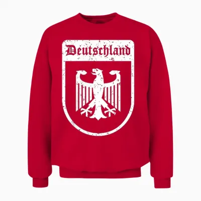 German Eagle Flag of Germany T-Shirt, Black Unisex Sweatshirt - Red