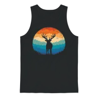 Retro Mountain Deer — Wildlife Unisex Tank Top - Black – 1