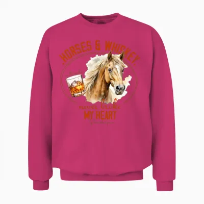 Horses Und Whiskey Unisex Sweatshirt - Heliconia