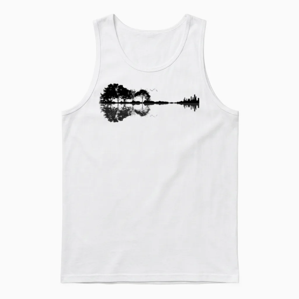 Nature Guitar Unisex Tank Top in White