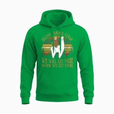 Sloth and Llama Hiking Team Sloth Hiking Unisex Hoodie - Irish Green