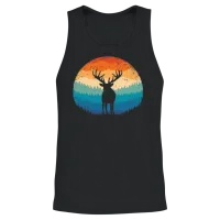 Retro Mountain Deer — Wildlife Unisex Tank Top - Black – 2