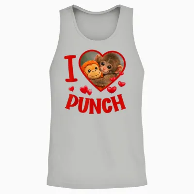 I Love Punch Cute Baby Monkey Punch Unisex Tank Top - Ash