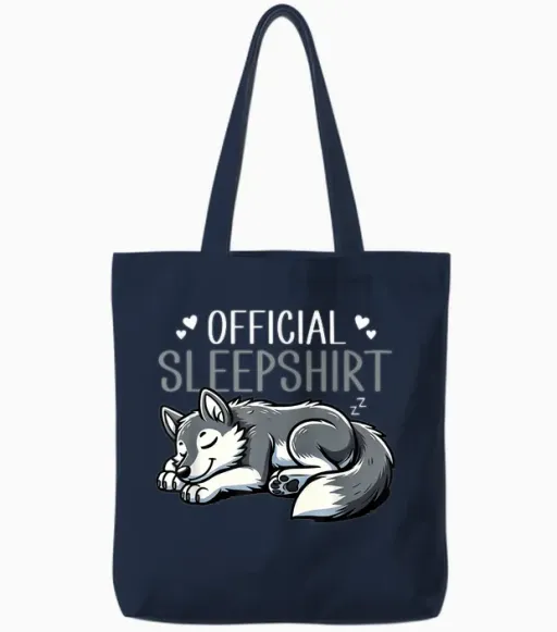 Wolf Official Pyjamas with Wolf Design T-Shirt, Black, S Tote Bags - Navy