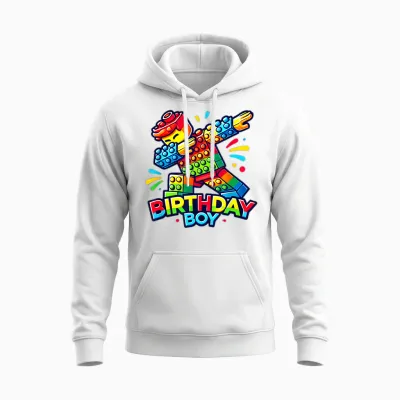 Boys Birthday Bricks Dabbing Master Builder Unisex Hoodie - White