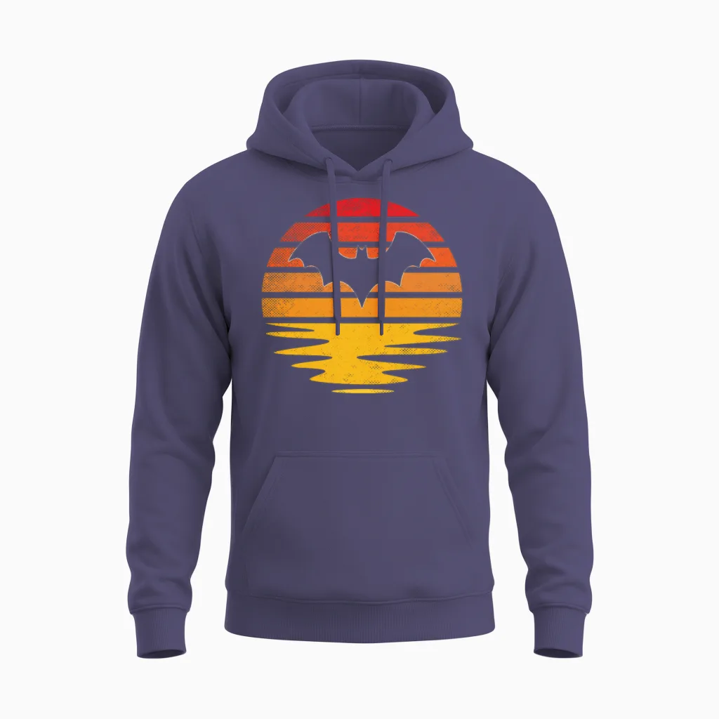 Bat Retro Unisex Hoodie in Heather Sport Dark Navy