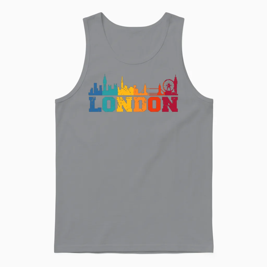 London Retro Skyline Uk Unisex Tank Top in Sport Grey