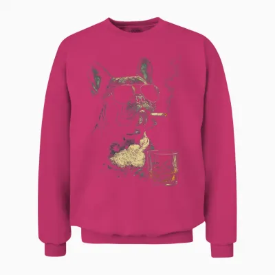 Französische Bulldogge Rauchende Zigarette Whisky Liebhaber Lustiger Hund Unisex Sweatshirt - Heliconia