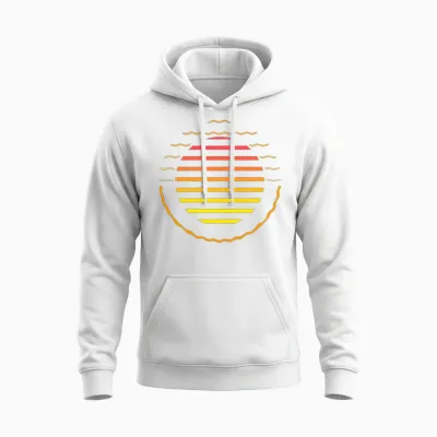 Retro Sunset Style 80s Unisex Hoodie - White