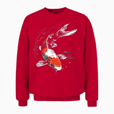 Koi Fisch Tier Grafik Kunst Koi Fisch Unisex Sweatshirt - Red