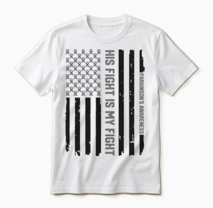Parkinsons Disease Awareness Ribbon Unisex T-Shirt in White