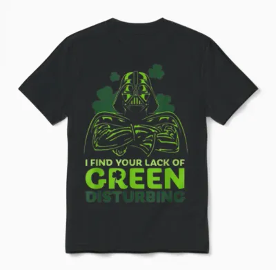 Star Wars a New Hope Holiday Darth Vader Green Clover Unisex T-Shirt - Black