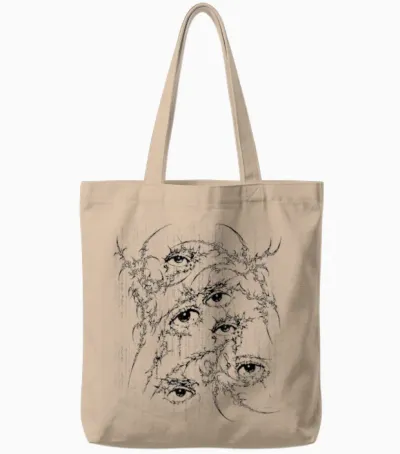 Grunge Eys Y2k Goth Alt Sigilism Vintage Graphic Tote Bags - Natural