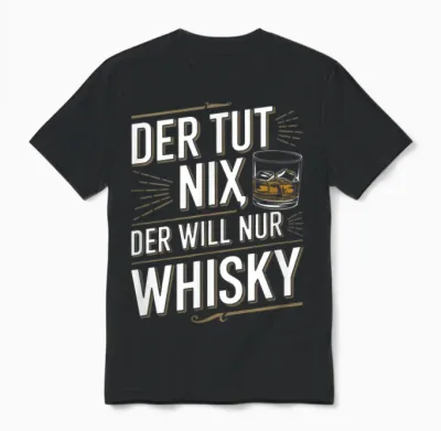 T-Shirt with German Text "der Tut Nix Der Willnur Whisky Alkohol" [german Language, Black, S Unisex T-Shirt - Black