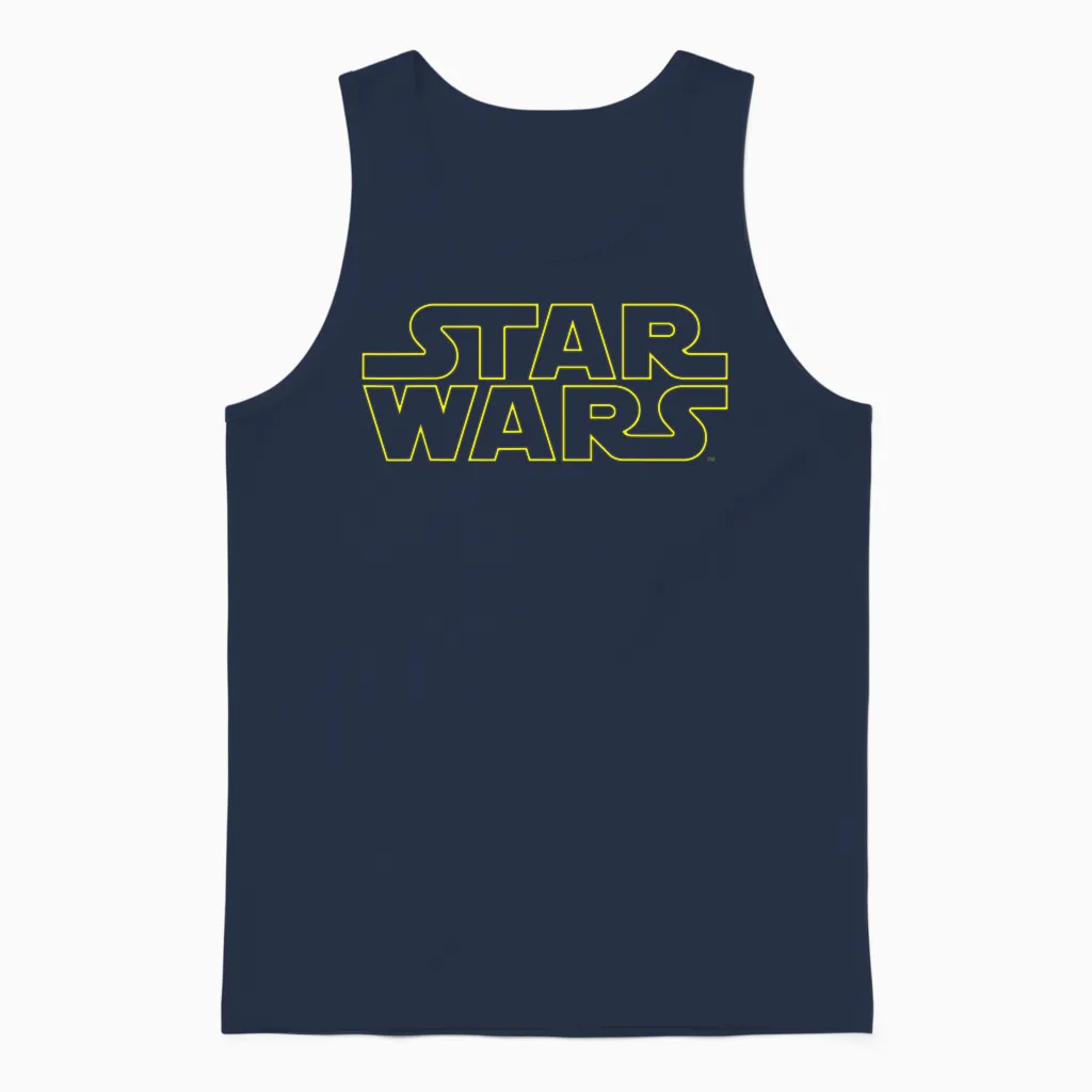 Star Wars Simple Title Logo Outline Disney+ Unisex Tank Top in Navy