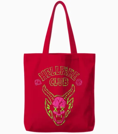 Stranger Things Hellfire Neon Sketch Logo Tote Bags - Red