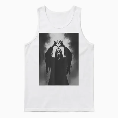 Ghost Heart Hands Scary Face Horror Poster Halloween Unisex Tank Top - White