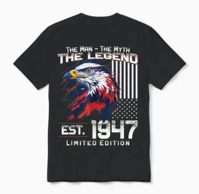 77th Birthday Men's Original Vintage 1947 Year 1947 Unisex T-Shirt - Black