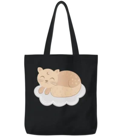 Boho Cat Tote Bags - Black