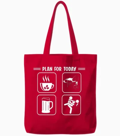 Plan for Today Funny Welder Tote Bags - Red