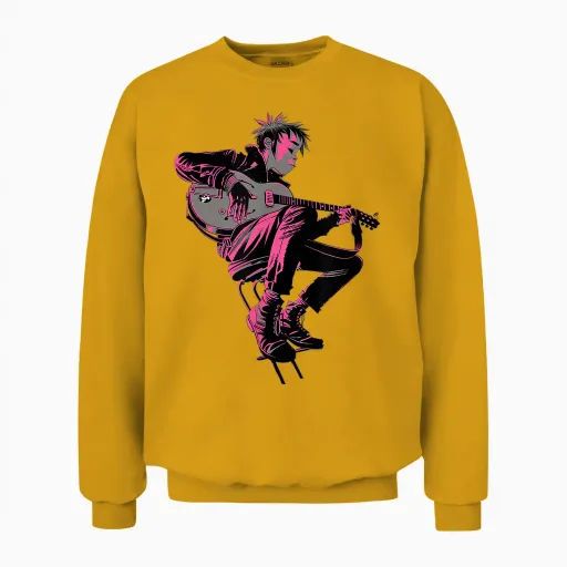 Gorillaz 2d Unwarped T-Shirt, Black Unisex Sweatshirt - Gold