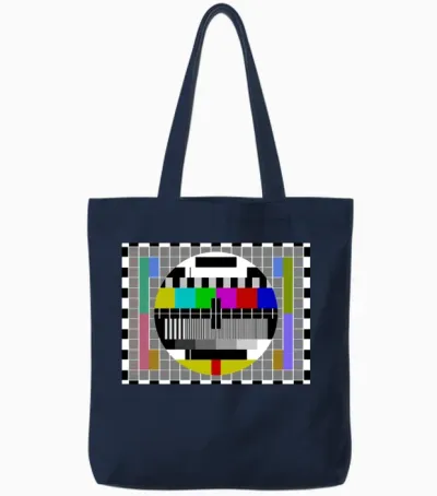 Tv Video Test Pattern Screen Tote Bags - Navy