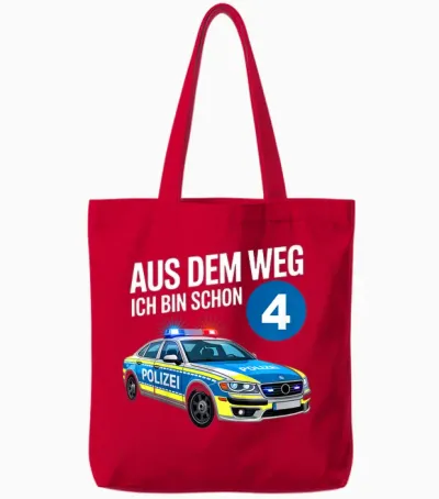 Kinder 4. Geburtstag Polizei 4 Jahre Kinder Junge Ich Bin Schon 4 Tote Bags - Red