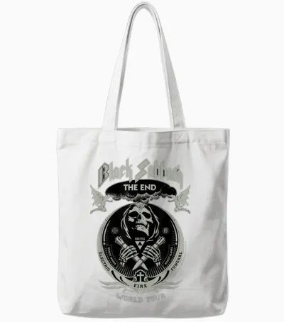 Black Sabbath the End World Tour Heavy Metal Music by Rock O T-Shirt, Black Tote Bags - White