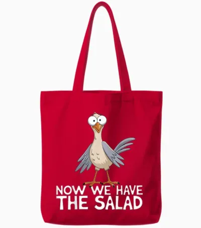 Now We Have the Salad Jetzt Haben Wir Den Salat Lustig Fun T-Shirt, Black, S Tote Bags - Red