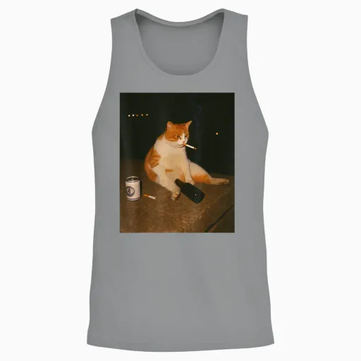 Funny Cigarette Kitten Smoking Stupid Cat Meme Brainrot Unisex Tank Top - Sport Grey