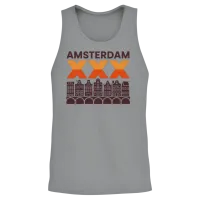 Amsterdam Triple X and Canal Houses Design Unisex Tank Top - Sport Grey – 2
