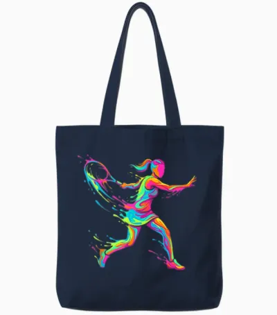 Tennis Player Woman Child and Girl Tote Bags - Navy