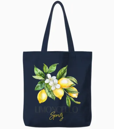 Limoncello Spritz Summer Aperitif Italian Lemon Liqueur Tote Bags - Navy
