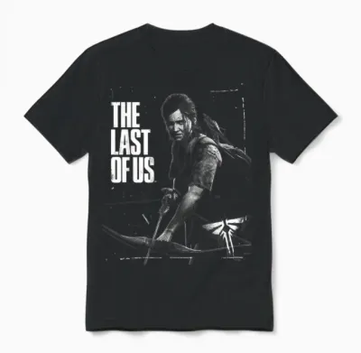 The Last of Us Ellie Readys Bow Black and White Portrait Unisex T-Shirt - Black