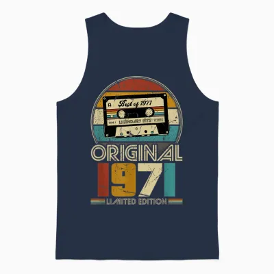 1971 Vintage Birthday Retro Vintage Men's Women's Gift T-Shirt, Black Unisex Tank Top - Navy