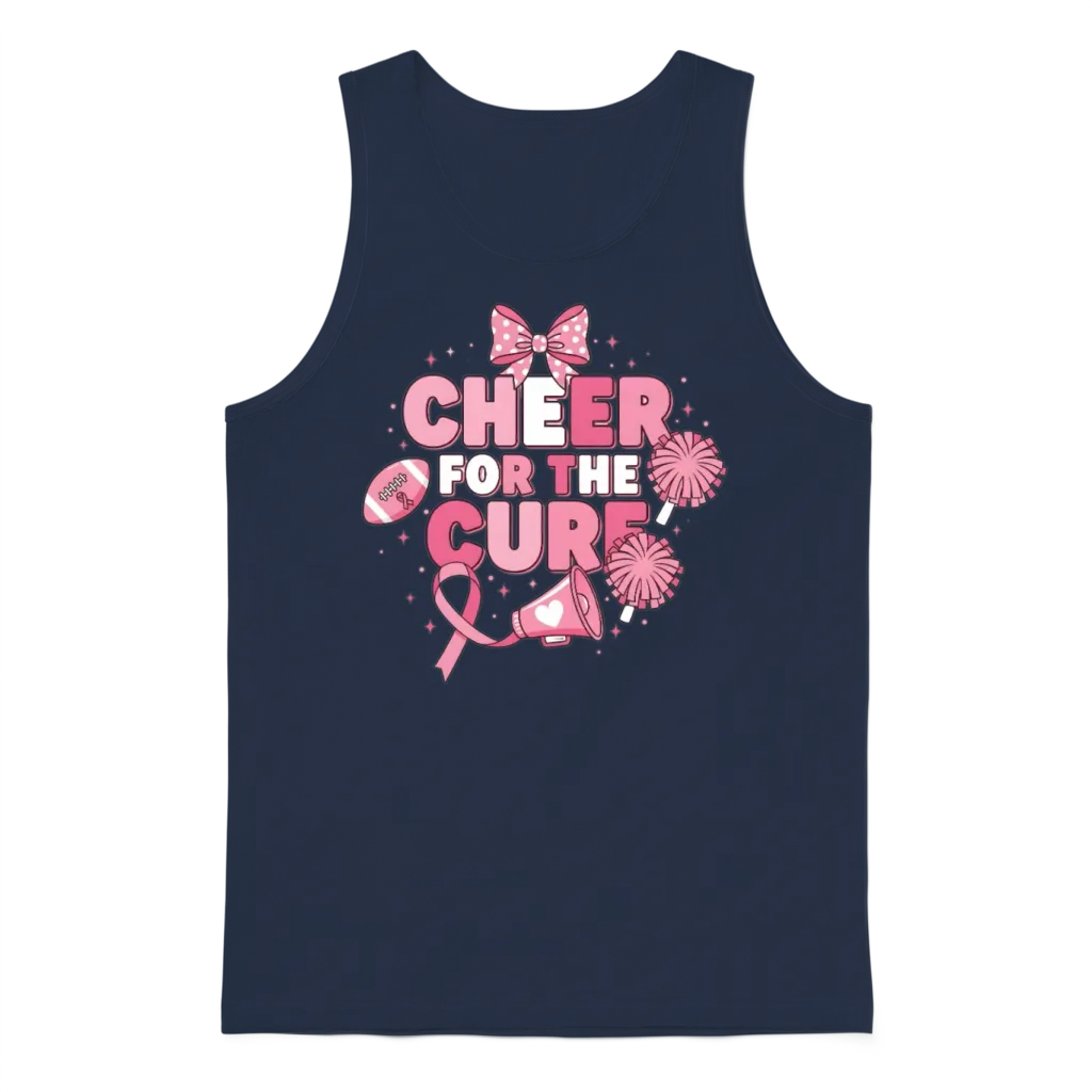 Cheer for the Cure Breast Cancer Awareness Unisex Tank Top - Navy