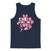 Cheer for the Cure Breast Cancer Awareness Unisex Tank Top - Navy – 1