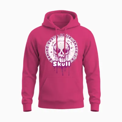 Melting Skull with Smiling Message Unisex Hoodie - Heliconia