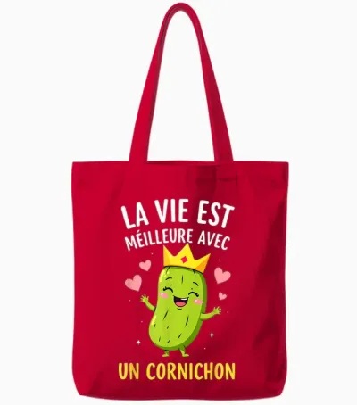 Humor Pickles Life Is Better with a Pickle T-Shirt, Black, S Tote Bags - Red