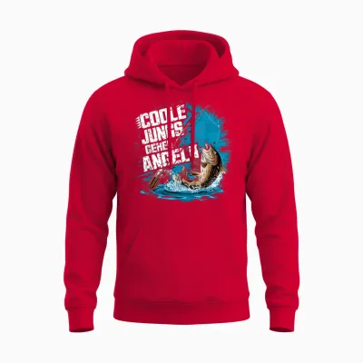 Cool Boys Walking Angeln Fisch Fangen Angler Fishing T-Shirt, Black Unisex Hoodie - Red