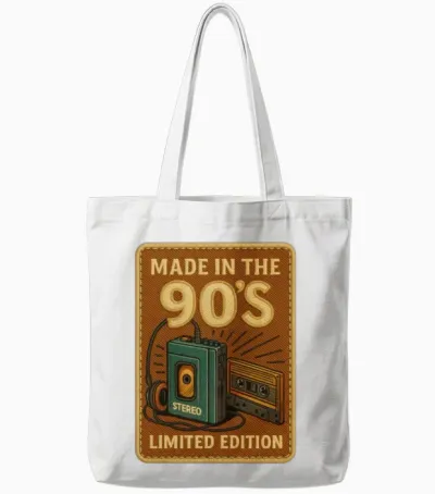 90’s Retro Stereo – Limited Edition Patch Tote Bags - White