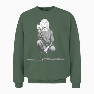 Debbie Harry Singer of Blondie on Stage by Virginia Turbett Unisex Sweatshirt - Military Green