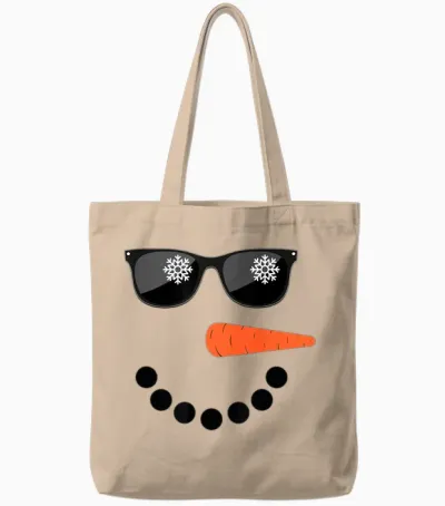 Snowman Shirt Glasses Boys Kids Toddlers Christmas Winter Tote Bags - Natural