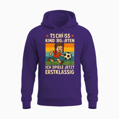 Kinder Einschulung Junge Fußball Schulkind Kindergartenabgänger Unisex Hoodie - Purple