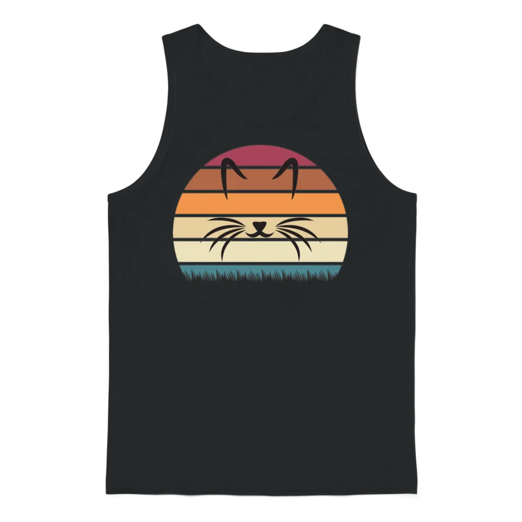 Retro Cat โ Lovers Unisex Tank Top - Black